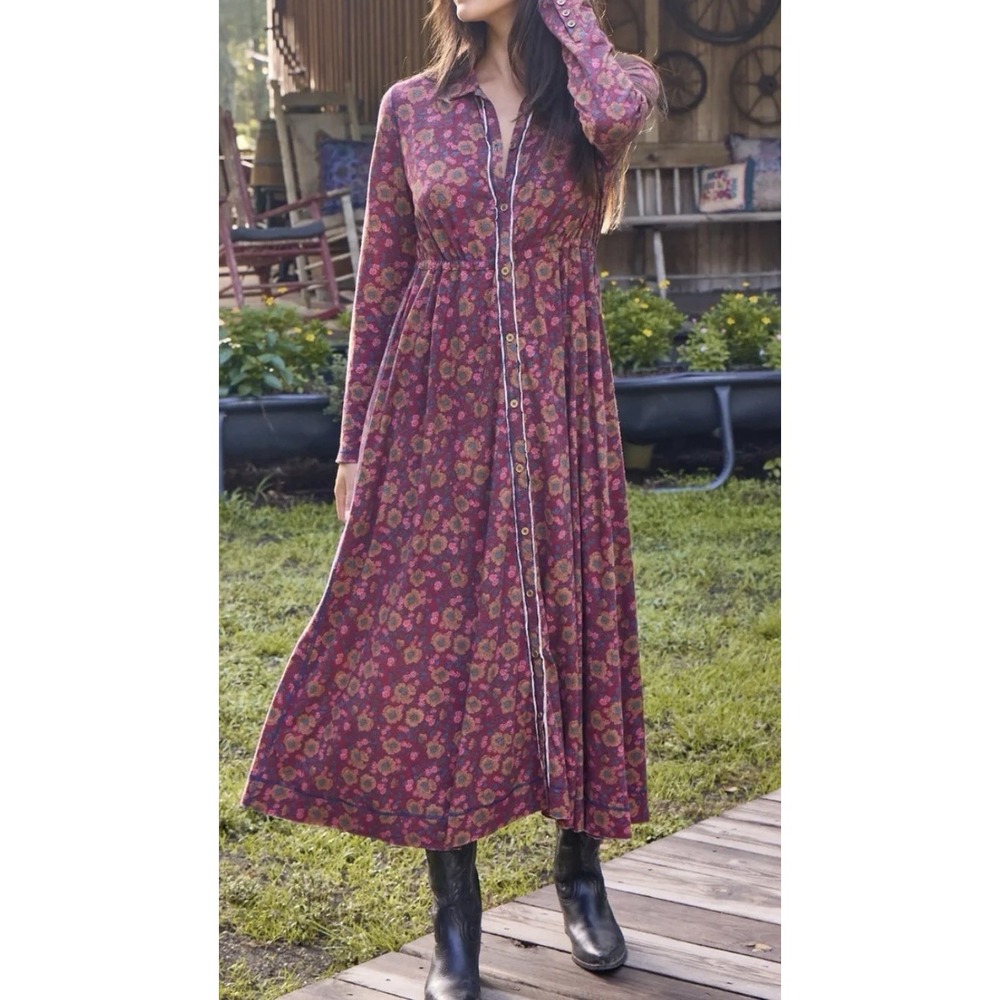 NATURAL LIFE Mauve Floral Button-Front Maxi Coverup